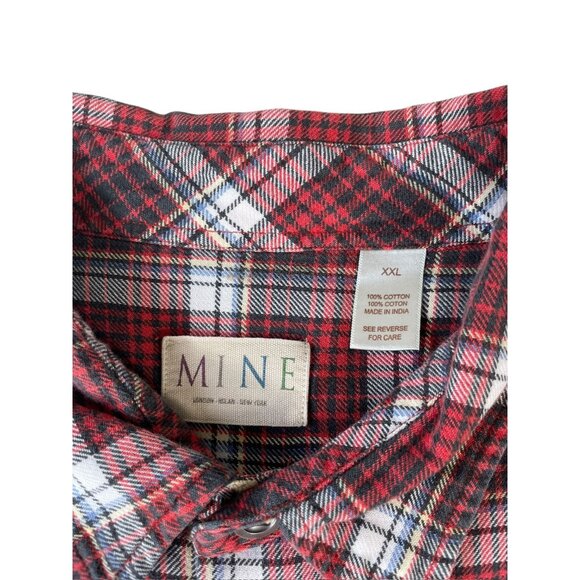 Mine Flannel Shirt Men's XXL Red Black White Plaid Long Sleeve Button Up Top - Picture 3 of 11